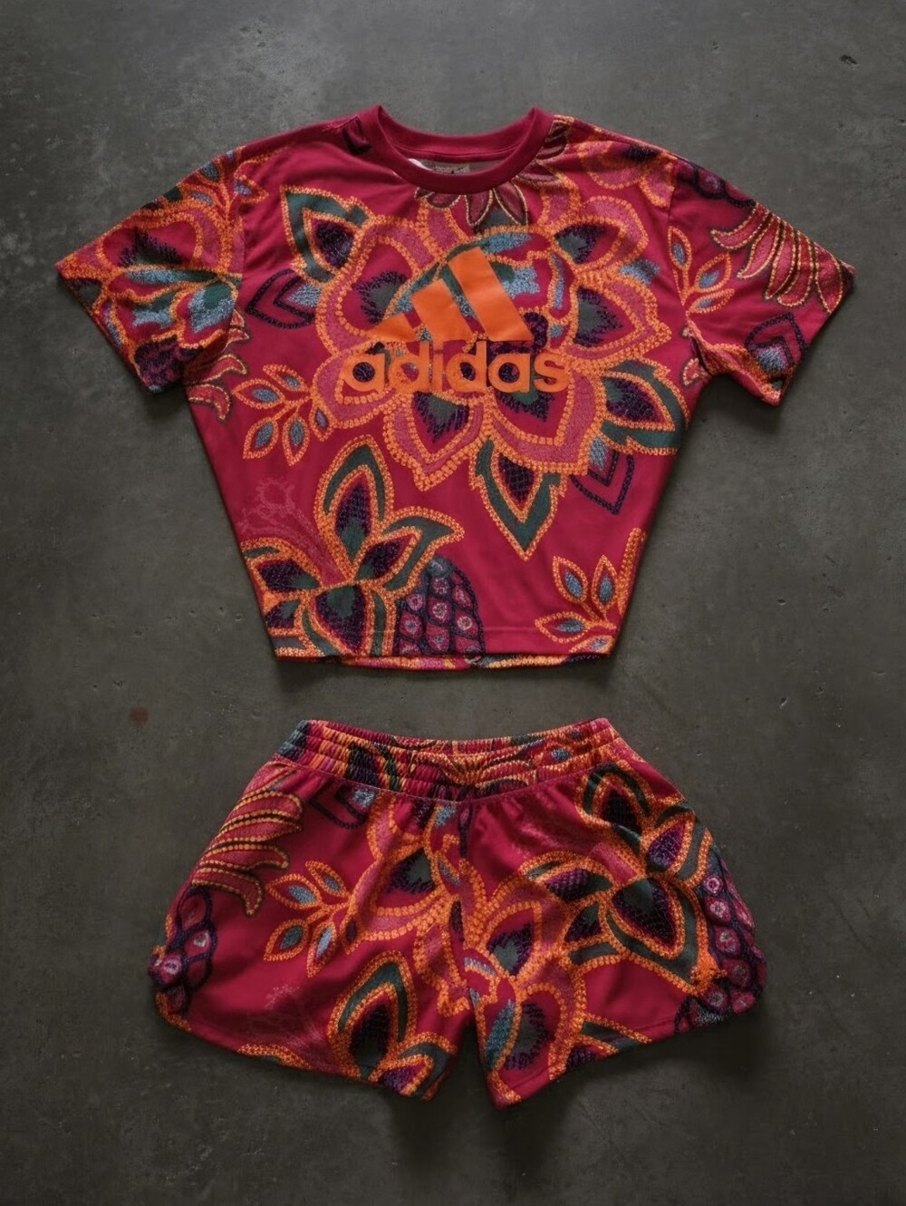 Adidas x Farm Rio Graphic Tee & Pacer 3-Stripes Knit Shorts | XL - Picture 3 of 6